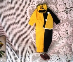 1963-4 KEN DOLL HARLEQUIN COSTUME JUMPSUIT,HAT,SHOES,MASK